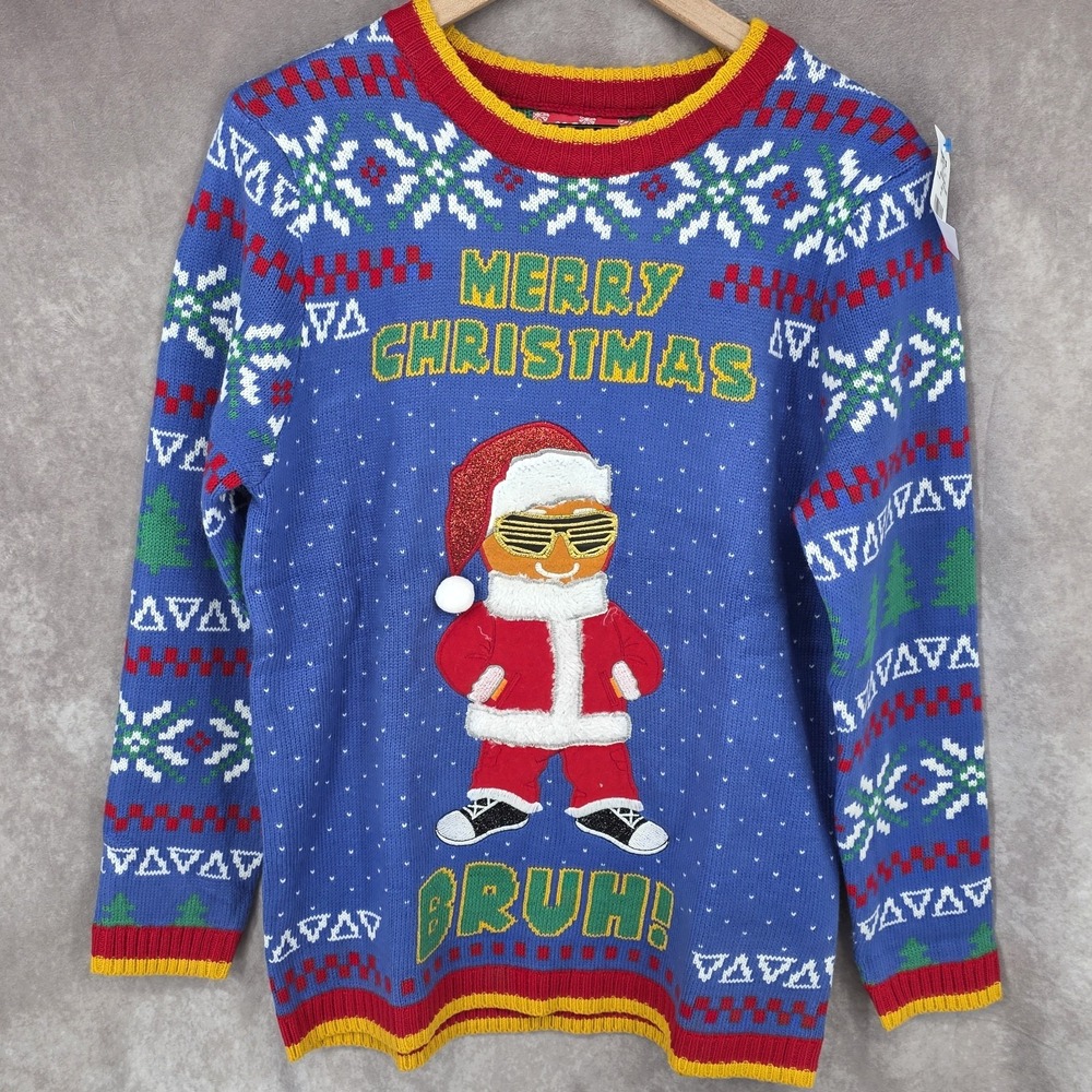 33 Degrees Sweater XL Gingerman Santa Bruh Ugly Christmas Holiday Sweater NEW